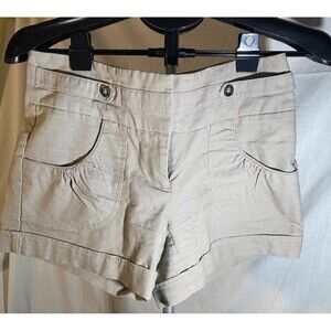 Maurices Khaki Shorts Size 5/6 Cotton Blend Pleated Pockets Cuffed